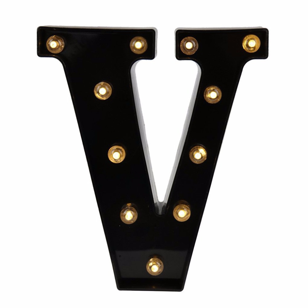 Літера з підсвіткою V об'ємна маленька 22 на 19 см чорний Київ - фото 1