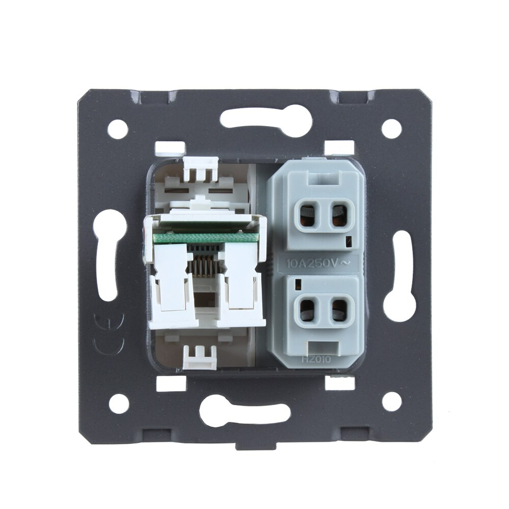 Розетка LIVOLO: універсальна 2-в-1 + комп'ютерна RJ-45 (8P8C Cat.6), чорна, зі шторкою, модуль (C7-C1A1C-12) Коломыя - изображение 5