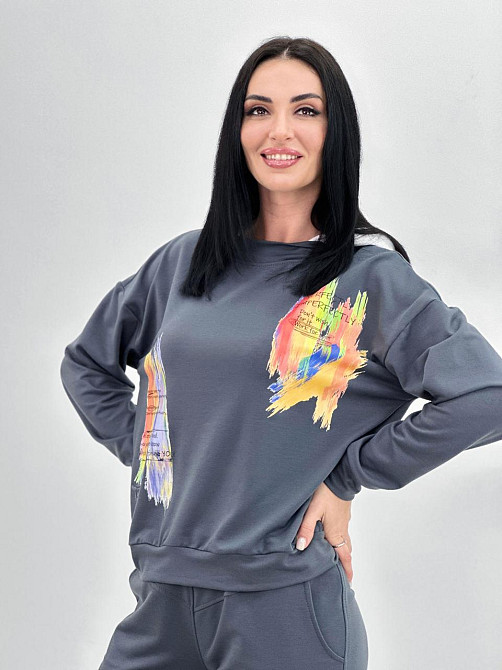 Жіночий костюм-двійка з капюшоном "Rainbow"| Норма | Розпродаж моделі Графіт, 42-44 Київ - фото 4