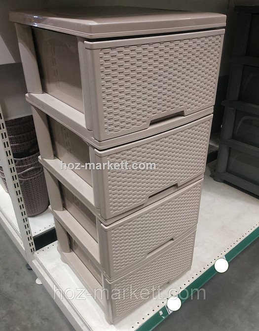 Пластиковий комод на 4 ящики ротанг кремовий Харків - фото 2