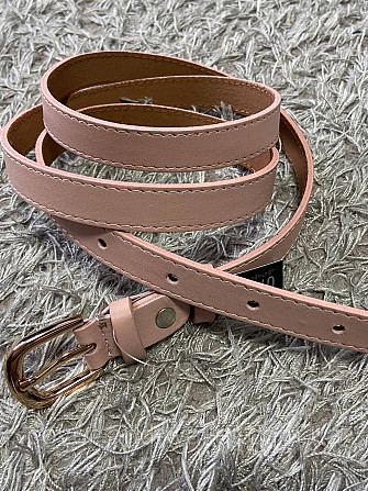 Пудровый женский ремень из натуральной кожи с классической пряжкой 20 мм PS Leather Киев - изображение 1