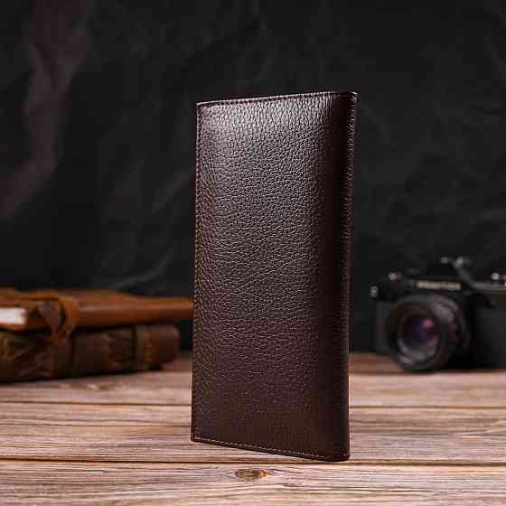 Класичний чоловічий вертикальний гаманець із натуральної шкіри CANPELLINI 21902 Коричневий Київ