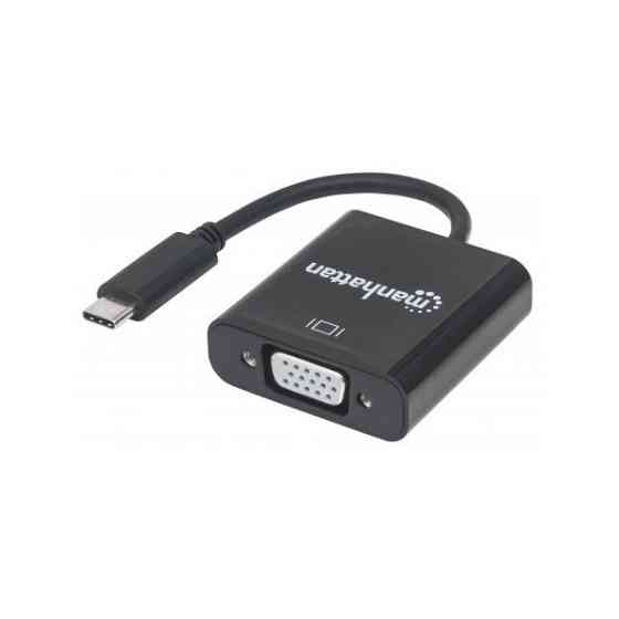 Перехідник USB3.1 Type-C --> VGA (F), чорний, Manhattan (151771) Київ