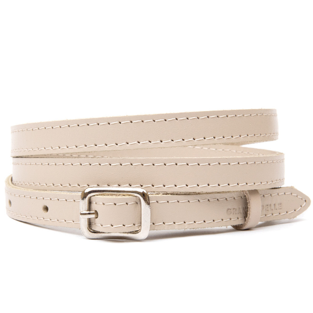 Тонкий жіночий шкіряний ремінь Бежевий (GRANDE PELLE) Київ - фото 5