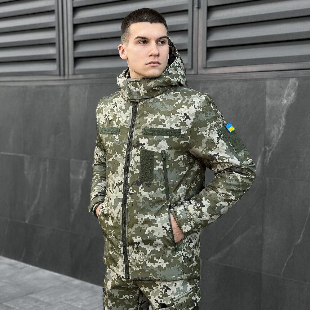 Мужская зимняя пиксельная куртка с капюшоном Pobedov Winter Jacket Motive ЗИМА В2 Киев - изображение 1