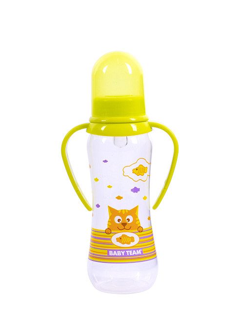 Пляшечка для годування з силіконовою соскою та ручками 0+ Baby team 250 мл Зелений Кривий Ріг - фото 1