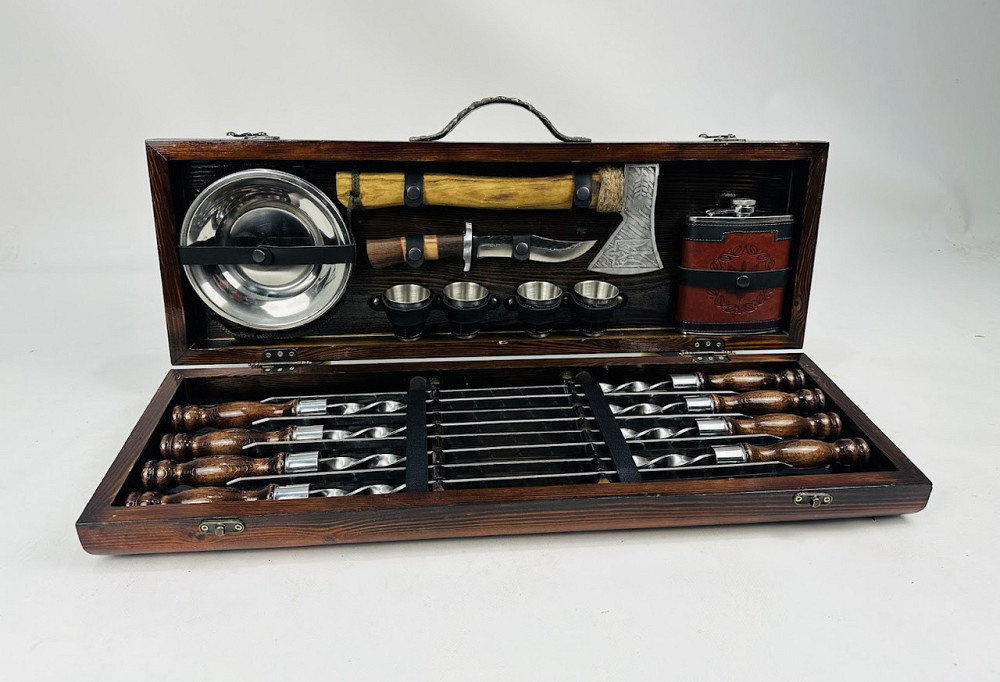 Подарунковий набір шампурів у дерев'яному кейсі ВЕНГЕ HAPPY DAYS Тернопіль - фото 1