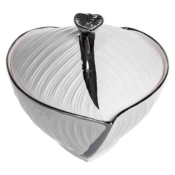 Супниця 800 (мл) порцелянова 32×21×16 (см) з кришкою Білий з сріблом XL-4054AS Коломия