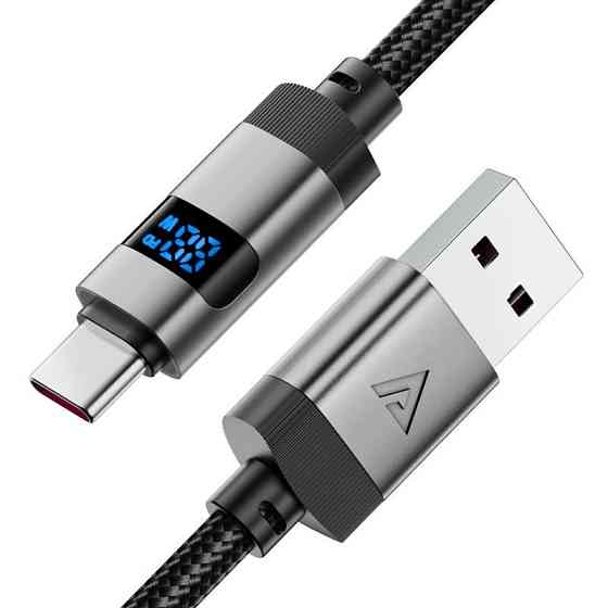 Кабель ACEFAST C15-04 USB-A to USB-C zinc alloy digital display braided charging data cable Black Одесса