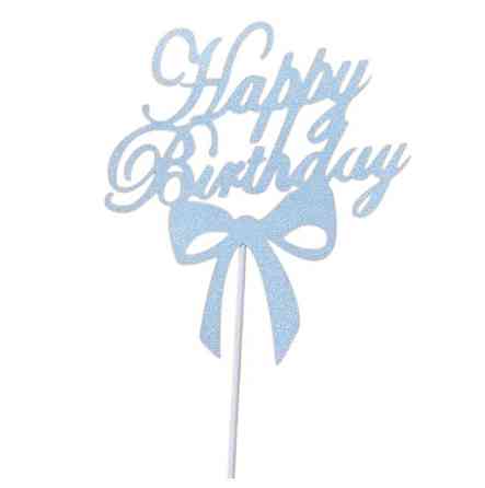Табличка для торта Happy Birthday с блестками 10 на 12 см голубой Киев