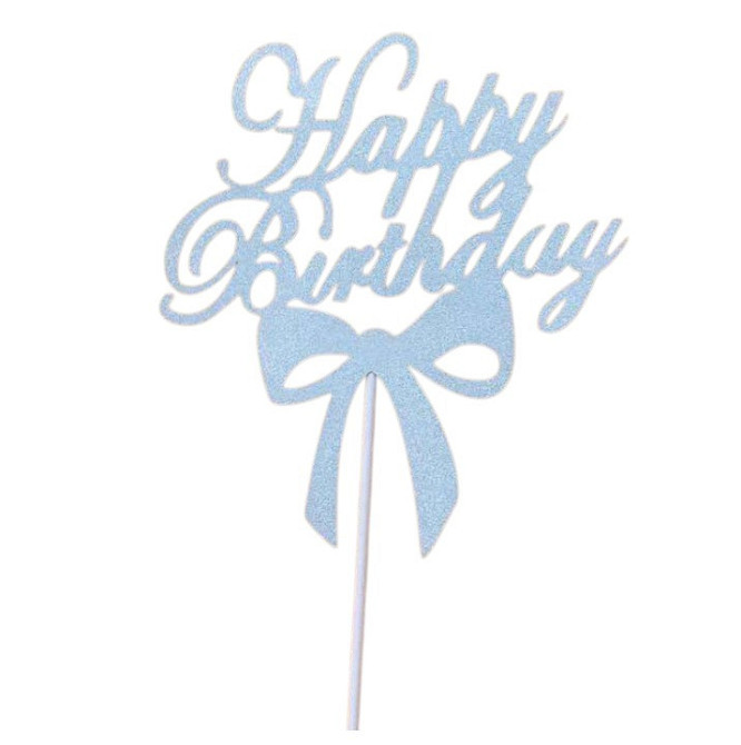 Табличка для торта Happy Birthday с блестками 10 на 12 см голубой Киев - изображение 1