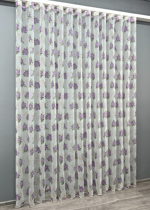Тюль VR-Textil 1800т Шифон з принтом Білий з бузковим 400х270 см (42-1244) Київ - фото 3