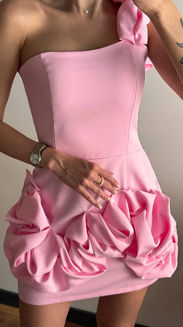 Женское праздничное мини платье с воланами костюмка барби. Розовый, 44/46 Одесса - изображение 3