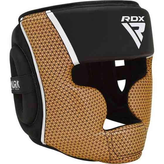 Боксерський шолом RDX AURA PLUS T-17 Black Golden XL (капа у комплекті) Каменское