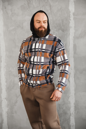 Сорочка чоловіча з капюшоном Коричнево-синій S Харків