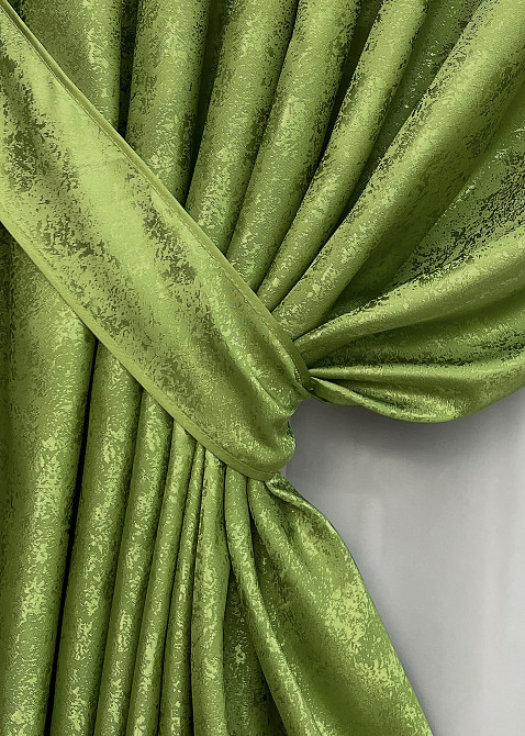 Комплект готовых штор VR-Textil Жаккард Мрамор Al1 № 1907ш Оливковый 200х290 см 2 шт (32-327) Киев - изображение 5