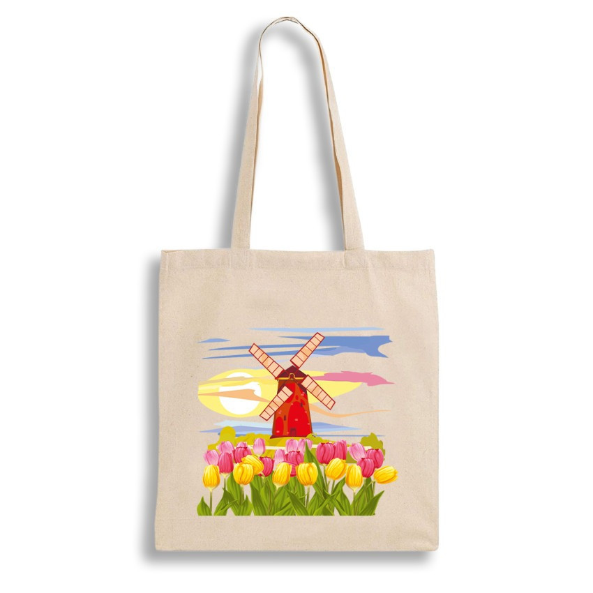Екошопер BookOpt BK4071 "Подорож Нідерландами". Країна вітряків і тюльпанів" бежевий Київ - фото 2