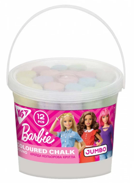 Крейда кольорова 12 шт. "Yes" JUMBO Barbie кругла у відрі, 400454 , шт Київ - фото 1
