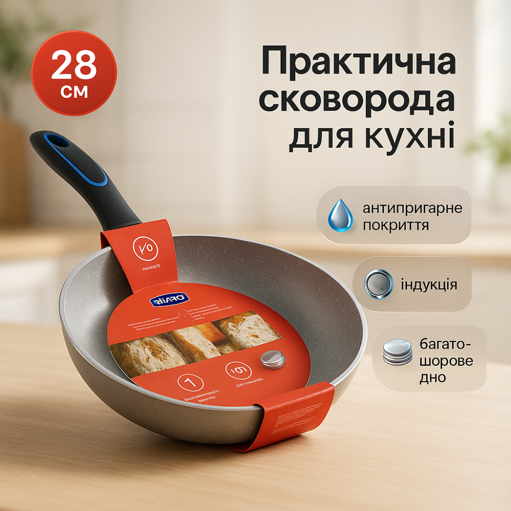 Легка сковорода для домашньої кухні Magio, Кована алюмінієва сковорода глибока для дому IS-31 Львів - фото 14