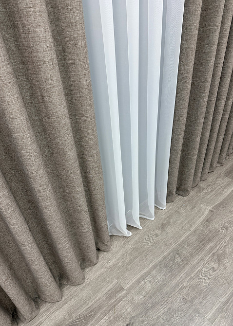 Шторна тканина льон фактурний легкий, колекція “ALORA-TON” колір сіро-коричневий 1877ш Київ - фото 6