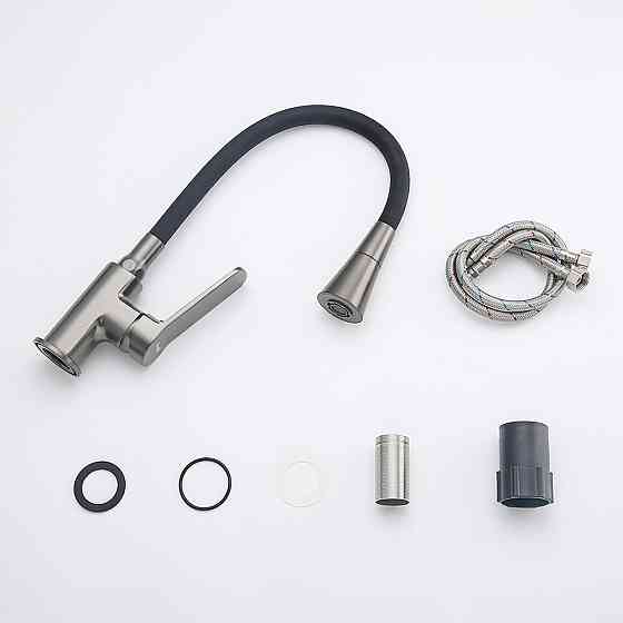 Змішувач для кухні Frap F4462 з гнучким виливом, графіт/чорний Київ