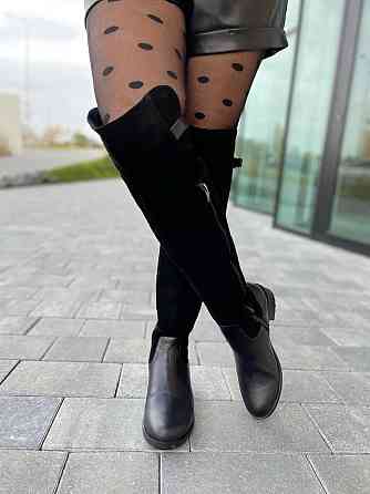 Vesna Ботфорти жіночі VESNA чорні шкіра+замша натуральна висота 53 см обхват 35-37 см (2411/2) Коломия