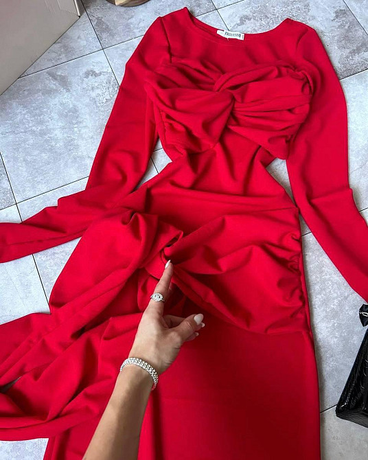 Жіноча стильна романтична сукня крепдайвінг Червоний, 46/48 Одеса - фото 2