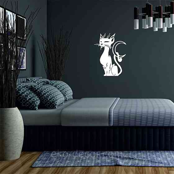 Декоративное настенное 3D Панно «Кот» Декор на стену с объемом 110*82 см, Белый Киев