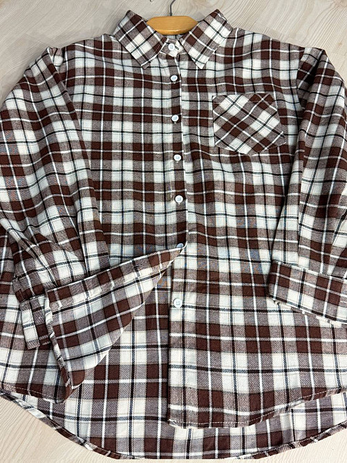 Рубашка женская Baoyu 225-1 в клетку оверсайз фланель, светло-коричневый, one size Киев - изображение 18