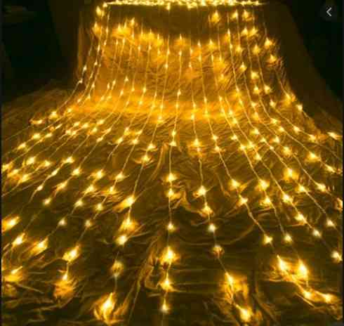 Гірлянда штора Водоспад 3х2 м 280 LED (прозорий шнур з перехідником) Золоте світло Київ