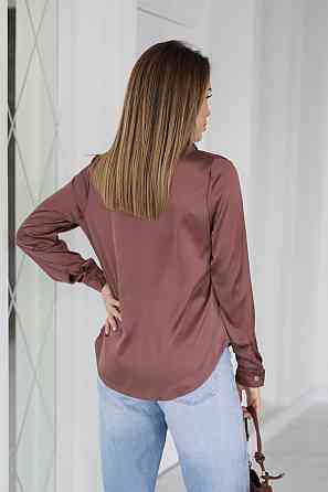 Жіноча шовкова сорочка класична "Milena" |  Норма та батал Шоколадний, 54-56 Київ