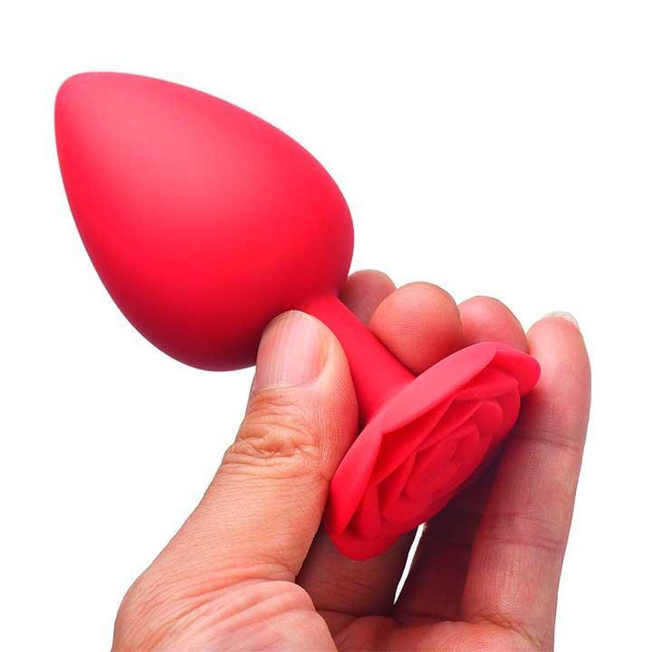 Набір силіконових анальних корків "Троянда" - 3 шт. (S/M/L) - Червоний — Анальні іграшки Вінниця - фото 5