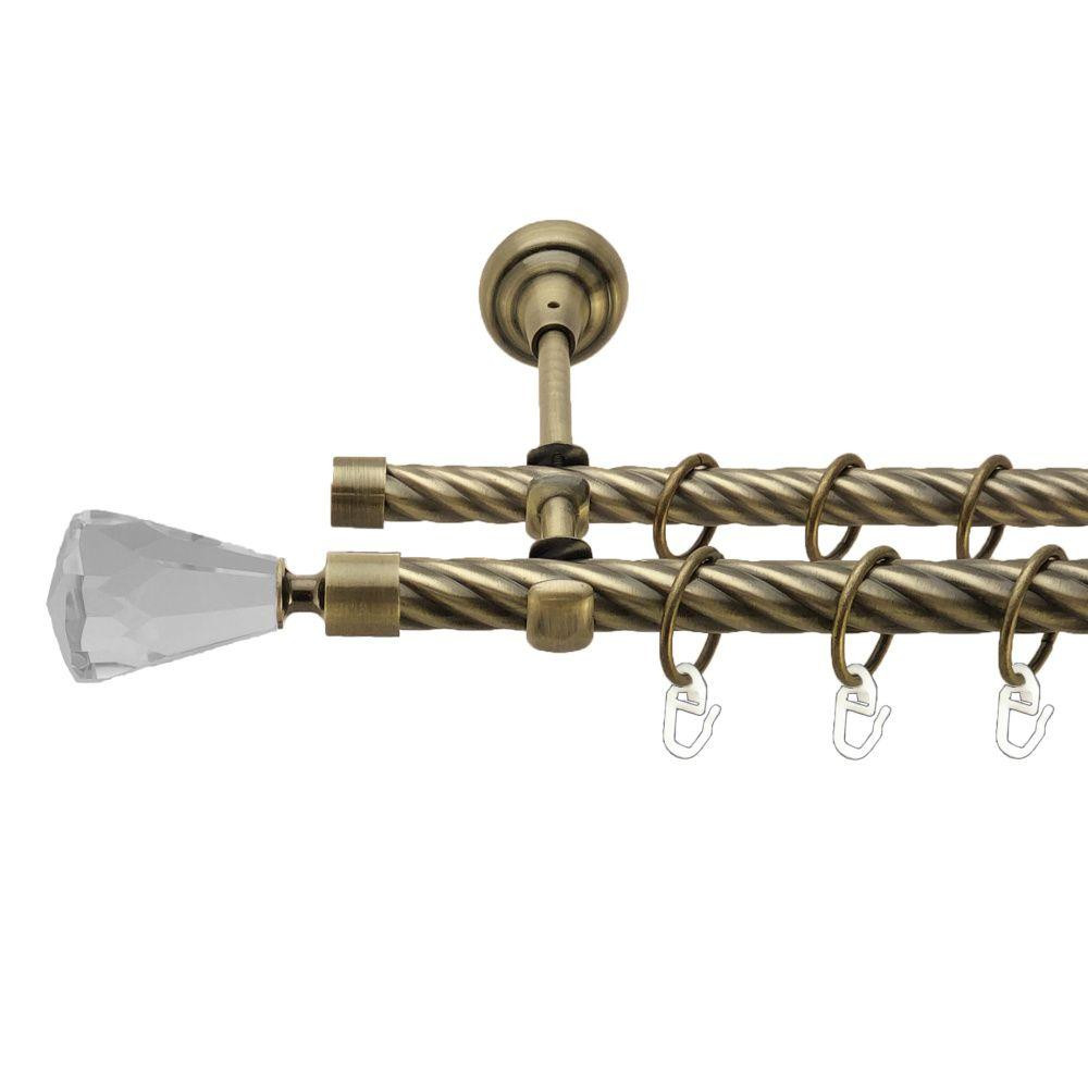 Карниз Orvit Лучетта металевий дворядний відкритий скручена труба кільце металеве Антик 19\16 мм 200 см (00-00022036) Львів - фото 1