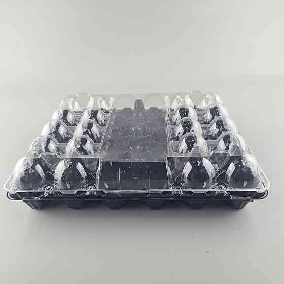 Комплект упаковки  для куриных яиц 30 ячеек верх прозрачная+низ черная  (50 шт) Харьков