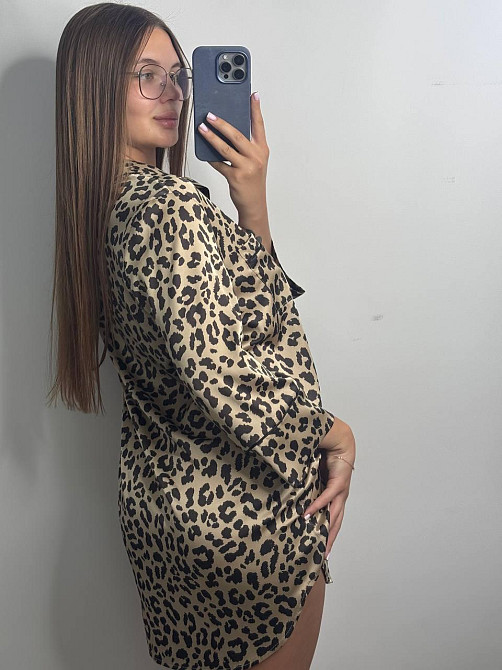 Ночная сорочка на пуговицах сатиновая Золото Лео S Харьков - изображение 2