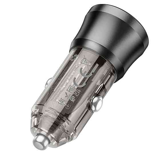 Автомобільний зарядний пристрій BOROFONE BZ24 Clever single port PD20W Transparent Black 6941991106934 Одеса