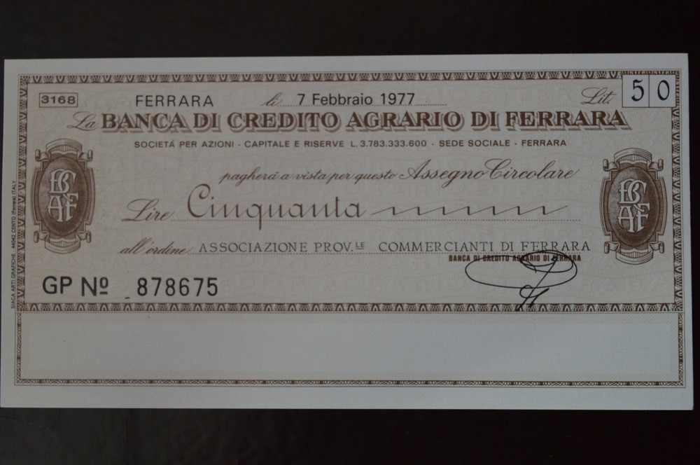 Чек. Италия 50 Лир 1977год (ЧК-1) ЛОТ 22 Полтава - изображение 1