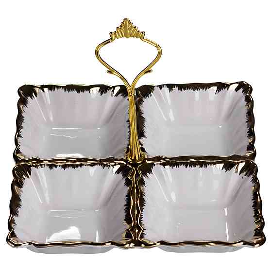 Yiwu Менажниця порцелянова на 4 секції для закусок тарілка менажниця 18×18×3 (см) менажниця з р Коломия