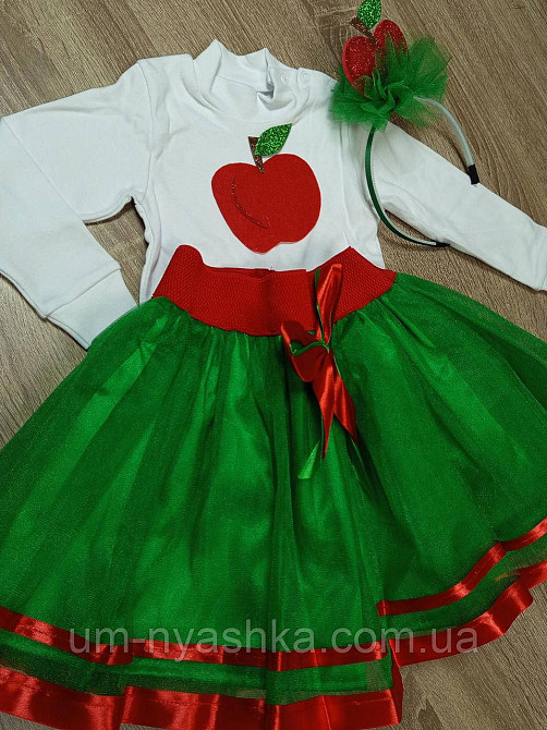Костюм Яблочка Зеленая пышная юбочка + пришивное яблоко + обруч Кривой Рог - изображение 7