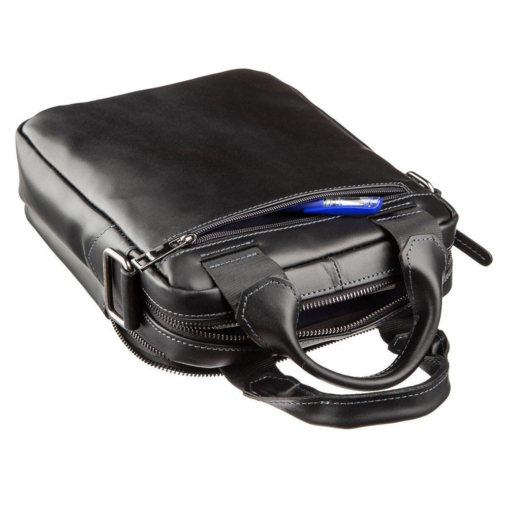 Сумка чоловіча в гладку шкіру Чорна (SHVIGEL) Київ - фото 11