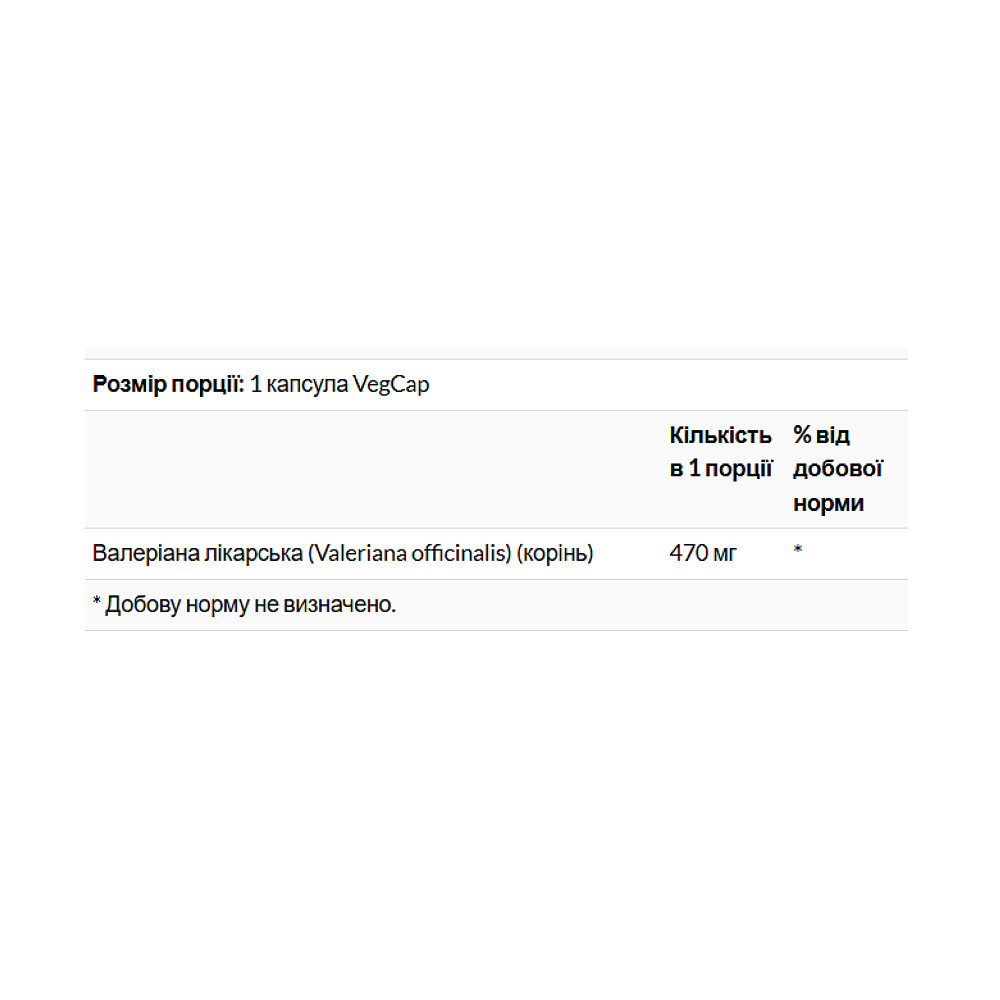 Екстракт валеріани Solaray Valerian Root 470 мг 100 капсул Луцьк - фото 2