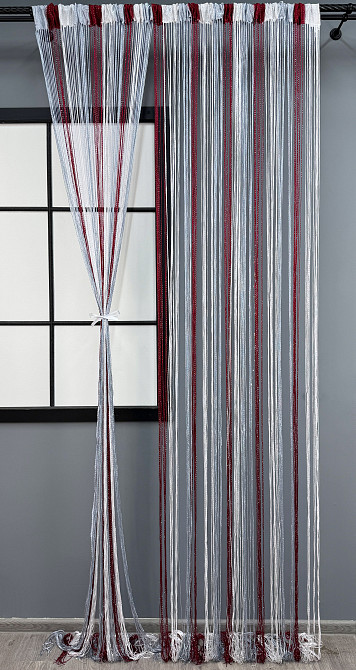 Штори-нитки "Кісея" з люрексом Бордовий з сірим і білим 300х300см 1 шт (61-083) Київ - фото 2