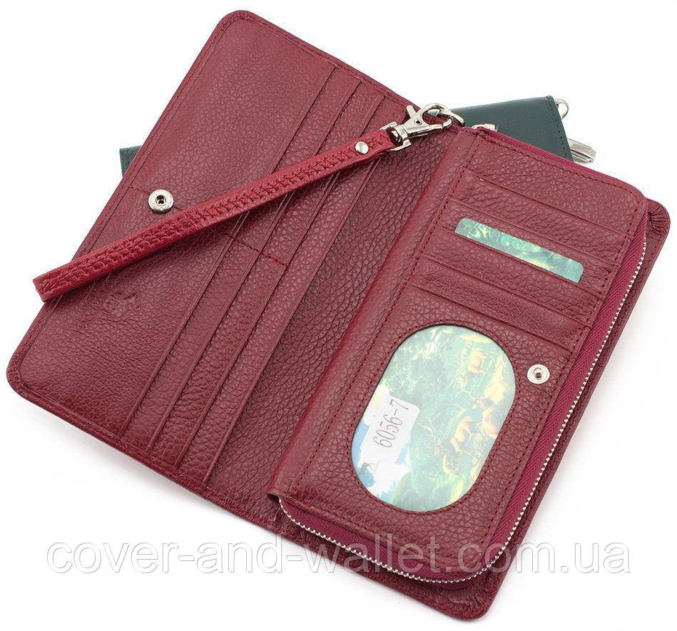 Бордовый женский кошелек клатч на с визитницею Marco Coverna MC 6056 Киев - изображение 4