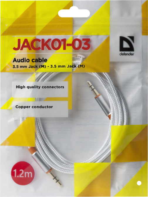 Кабель Defender JACK01-03, White (87513) (6895747) Київ - фото 3