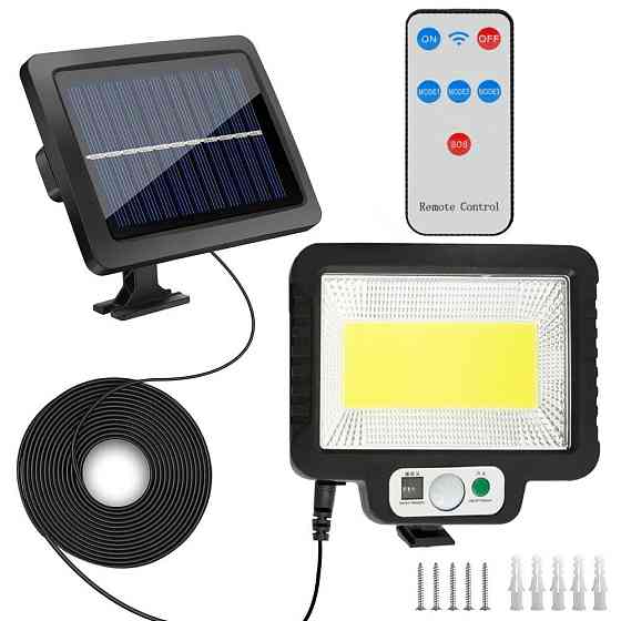 Вуличний ліхтар-прожектор із сонячною батареєю T-09 + пульт / Настінний led світильник з датчиком руху Київ