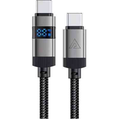 Дата кабель USB-C to USB-C 1.2m 60W digital display C15-03 Black Acefast (6974316283720) Винница