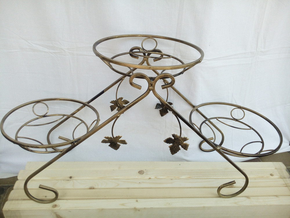 Подставка кованая для цветов «Сани» на 3 вазона, стойка под цветы, вазон Киев - изображение 2