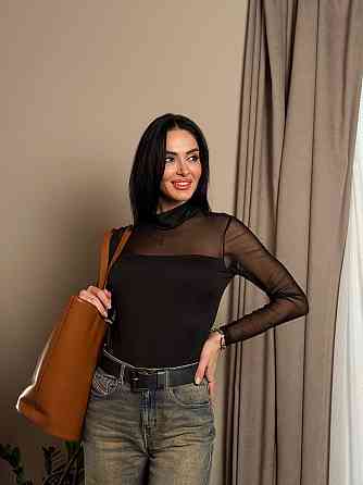 Женский лонгслив с прозрачными рукавами 