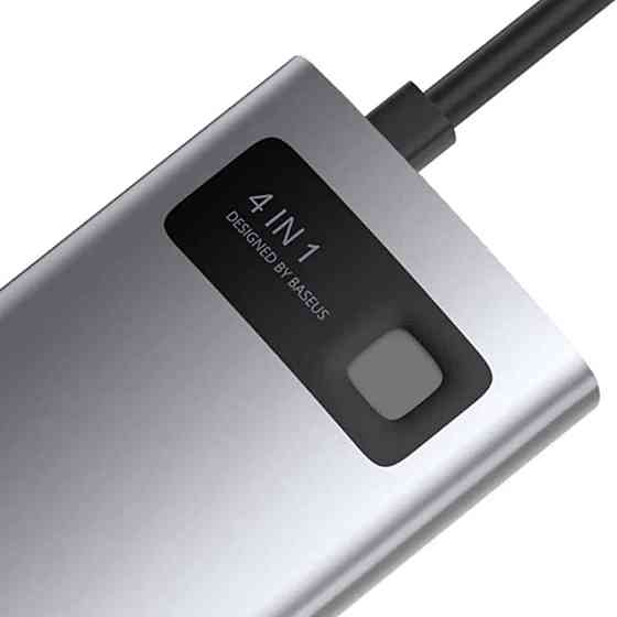 USB-Hub Baseus Metal Gleam Series 4-in-1 Multifunctional (Type-C to HDMI*1+USB3.0*1+USB2.0*1+PD*1) Київ