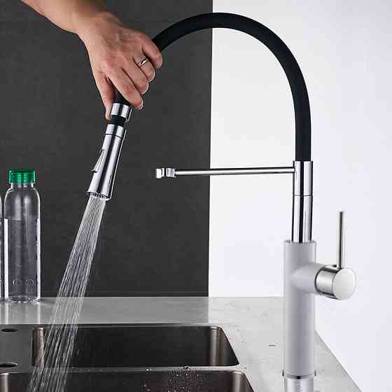 Змішувач кухонний WanFan з висувним зливом, для гарячої і холодної води, що обертається на 360 градусів, 2 вид Кам'янець-Подільський